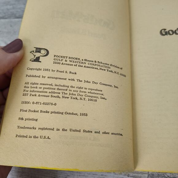 GODS MEN Pearl‎ S Buck 1953 Pocket Books 8th Printing Paperback - Picture 3 of 12